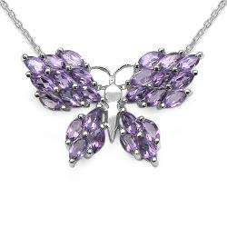 Sterling Silver Genuine Amethyst Butterfly Necklace  