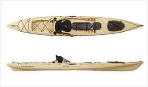 Ocean Kayak Trident 15 Angler (mod pod) color sand with kayak paddle 