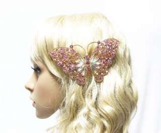 hair Barrette A Grade Crystals Butterfly Hairclip Wedding, Many colors 