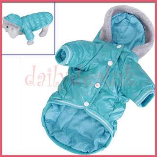 Pet Dog Cat Hoodie Hooded Winter Puffy Coat Jacket Clothes Apparel 