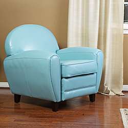 Oversized Teal Blue Leather Club Chair  