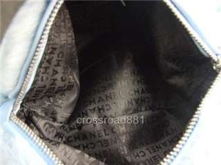 Authentic Chanel Semi Shoulder Blue Fur Bag Excellent  