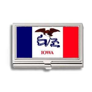  Iowa State Flag Business Card Holder Metal Case: Office 