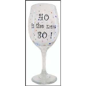    Age Is Just A Number Hand Painted Wine Glass: Kitchen & Dining