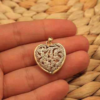   Sterling Silver 0.06ct Diamond Heart Two Side Pendant Flower Ornament