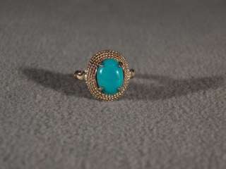   SILVER GOLD BOLD OVAL SLEEPING BEAUTY TURQUOISE FANCY RING 5.5  