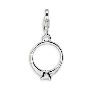    925 Sterling Silver Polished CZ Solitaire Ring Charm Jewelry
