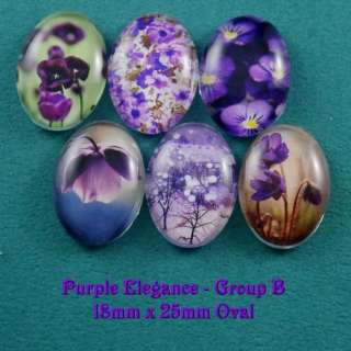 6pcs Glass Purple Elegance Oval Cameo Cabochon** 18x25mm   3 Options 