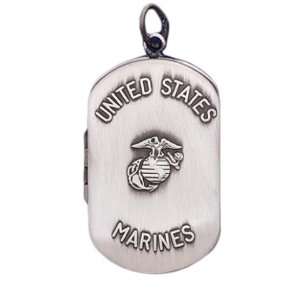   : Sterling Silver US Marines 2 Photo Dog Tag Military Locket: Jewelry