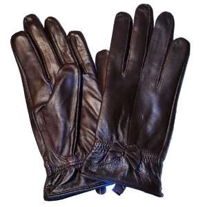  A Pair of Women Soft Leather gloves Size M Black wg10 