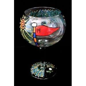  Golf 19th Hole Design   Hand Painted   Glass Goblet   12.5 