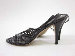 CREW Black Leather Strappy Heels Pumps Shoes Sz 9  