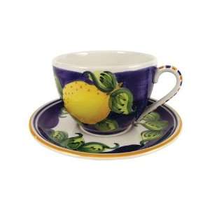  Skyros Designs Mediterranean Cup & Saucer   Blue Lemon 