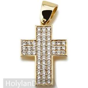   14K Gold Cross Yellow Gold with White Zircon #2 Arts, Crafts & Sewing