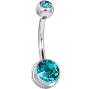  Swarovski Blue Zircon Double Gem Belly Ring: Jewelry