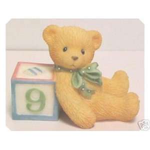  Cherished Teddies 9th Birthday Bear and Block Figurine 