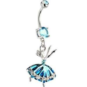  Aqua Gem Beautiful Ballerina Belly Ring Jewelry