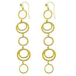14k Yellow Gold Hammered Circle Dangle Earrings  Overstock