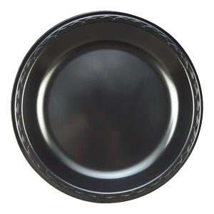  Genpak LAM10 3L 10 Black Foam Plate 125/PK Kitchen 