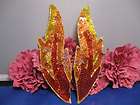 FLAME PAIR 7IN SEQUIN BEADED APPLIQUE 2254, SILVER FLAME DESIGNER 
