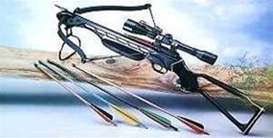 150 lb Fiber Metal Black Hunting Crossbow with 14 Bolt and 4x20 Scope 