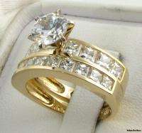   Solitaire Engagement Ring & Wedding Band Set   10k Yellow Gold CZ