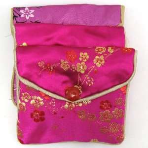  4 3x3.25 silk jewelry pouch coin gift bag magenta
