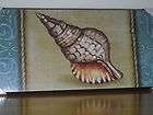 SEASHELL WOOD DECOR NAUTICAL WALL HANG PLAQUE PICTURE BLUE GREEN New 