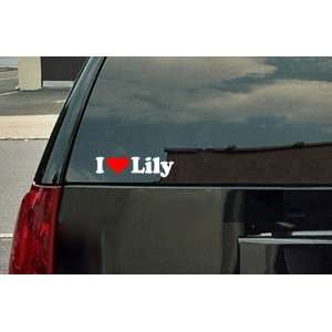  I Love Lily Vinyl Decal   White with a red heart 