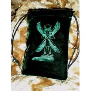 Velvet Embossed Egyptian Duel God Khensu Treasure Bag 