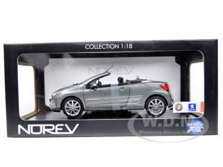 Brand new 1:18 scale diecast model car of 2008 Peugeot 207 CC Grey 