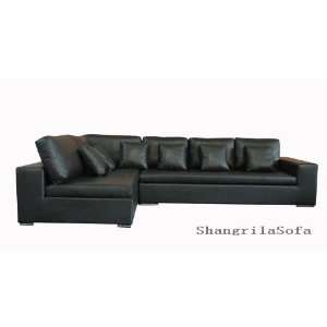  Black Leather Sectional Sofa Set