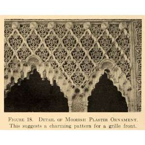  1918 Print Moor Moorish Plaster Radiator Grill Pattern 