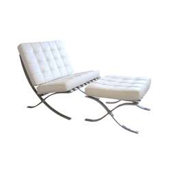   White Leather Chair & Ottoman Set LEGAL ISSUE, DO NOT RETURN TO SITE