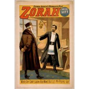    Poster Edwin Ardens romantic play, Zorah 1899