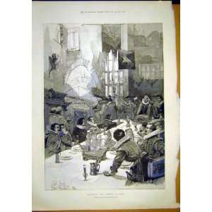  Knighting Sirloin Beef Dinner Gents Old Print 1897