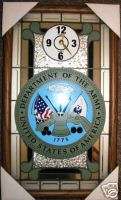 New US Army Stained Glass Wall Clock  