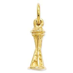  14k Solid Polished 3 D Seattle Space Needle Charm: Jewelry