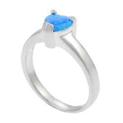 Sterling Silver Blue Opal Heart Ring  Overstock