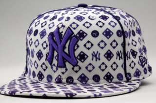 New York Yankees White Purple Boxes New Era Fitted Hat  