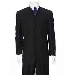 Ferrecci Mens Black Mandarin Collar Suit  