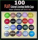 100 NEW FLAT FLATTENED COLORED BOTTLE CAPS YOUR CHOICE OF **20 