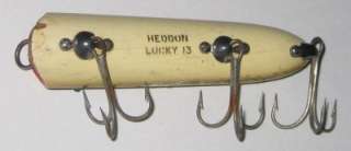 Heddon Wood Lucky 13. Wood. 3.75 Used, paint chips, wear, age 