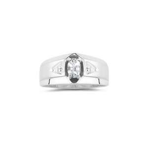  0.01 Cts Diamond & 0.50 Cts White Sapphire Ring in Silver 