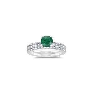  0.34 Cts Diamond & 0.88 Cts Emerald Matching Ring Set in 