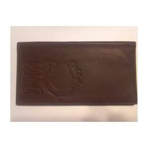  Colts Drk Brown L Leather Embossed Checkbook Everything 