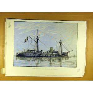  1889 French Navy Armoured Ship Duguesclin Naval Print 