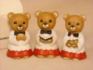   SET OF 3 HOME INTERIOR/HOMCO CHOIR BOY CHRISTMAS BEARS #5100 WITH BOX