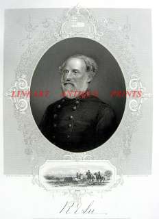 US Civil War, ROBERT EDWARD LEE ~ 1865 Engraving RARE!  