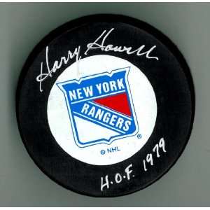  Harry Howell Autographed Rangers Puck w/ HOF #2 Sports 